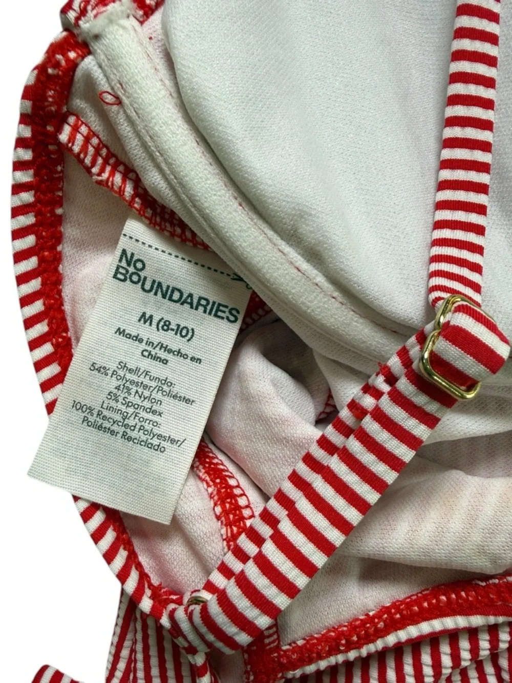 No Boundaries Red and White Striped One-Piece Swim - Picture 2 of 7